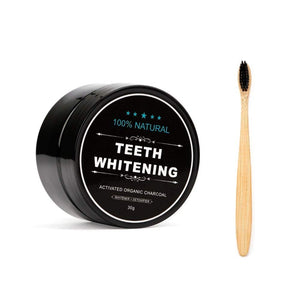 Teeth Whitening Charcoal Powder, Natural Activated Charcoal Teeth Whitener Powder with Bamboo Brush Oral Care Set (1.05 oz)